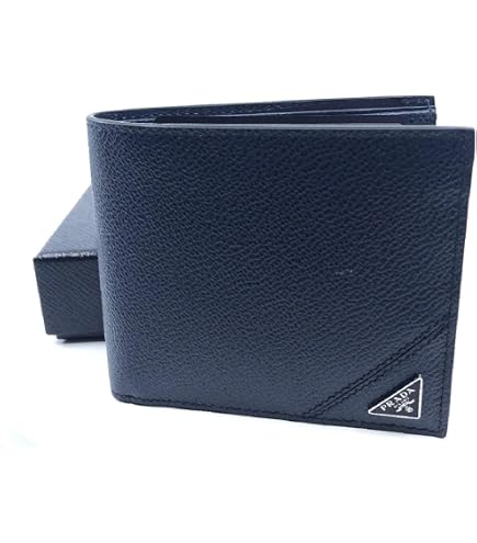 Amazon.com: Prada Black Vitello Micro Grain Leather Bifold Wallet